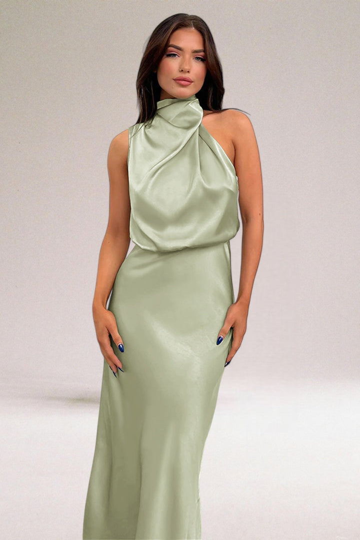 Flavia™ | Robe en Satin à Encolure Nouée