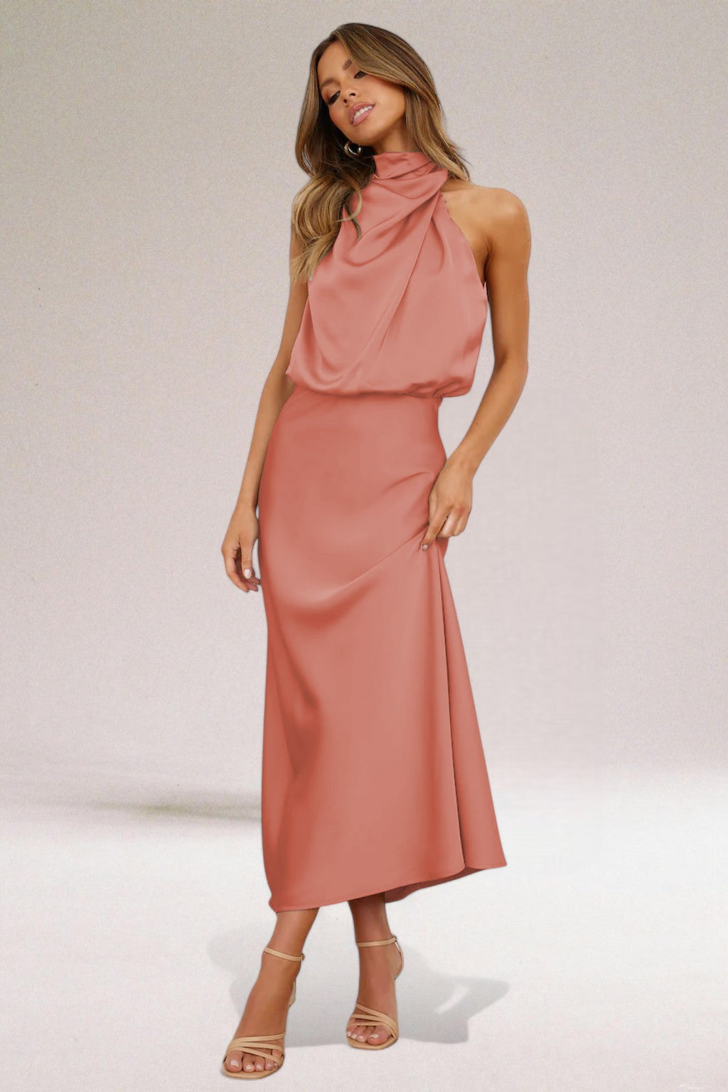 Flavia™ | Robe en Satin à Encolure Nouée