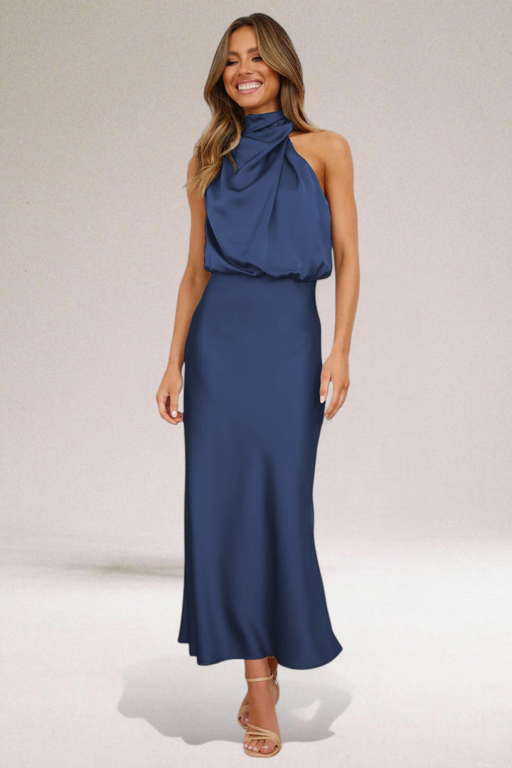 Flavia™ | Robe en Satin à Encolure Nouée