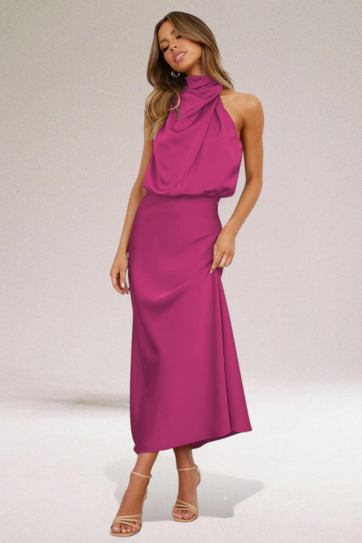 Flavia™ | Robe en Satin à Encolure Nouée